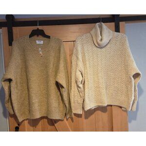 Lot of 2 New! Old Navy Size XL Beige Sweaters Wool Blend Raglan Turtleneck